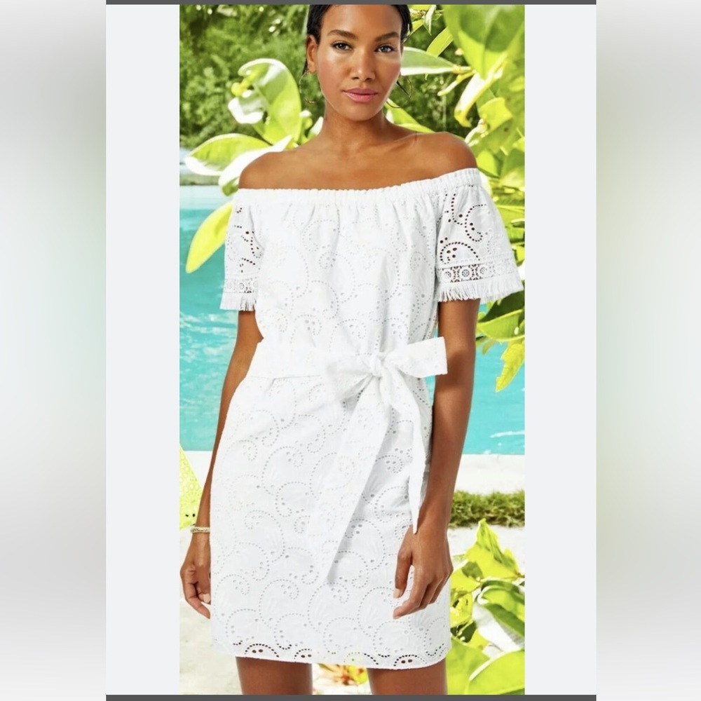 LP Resort white swirl eyelet dress